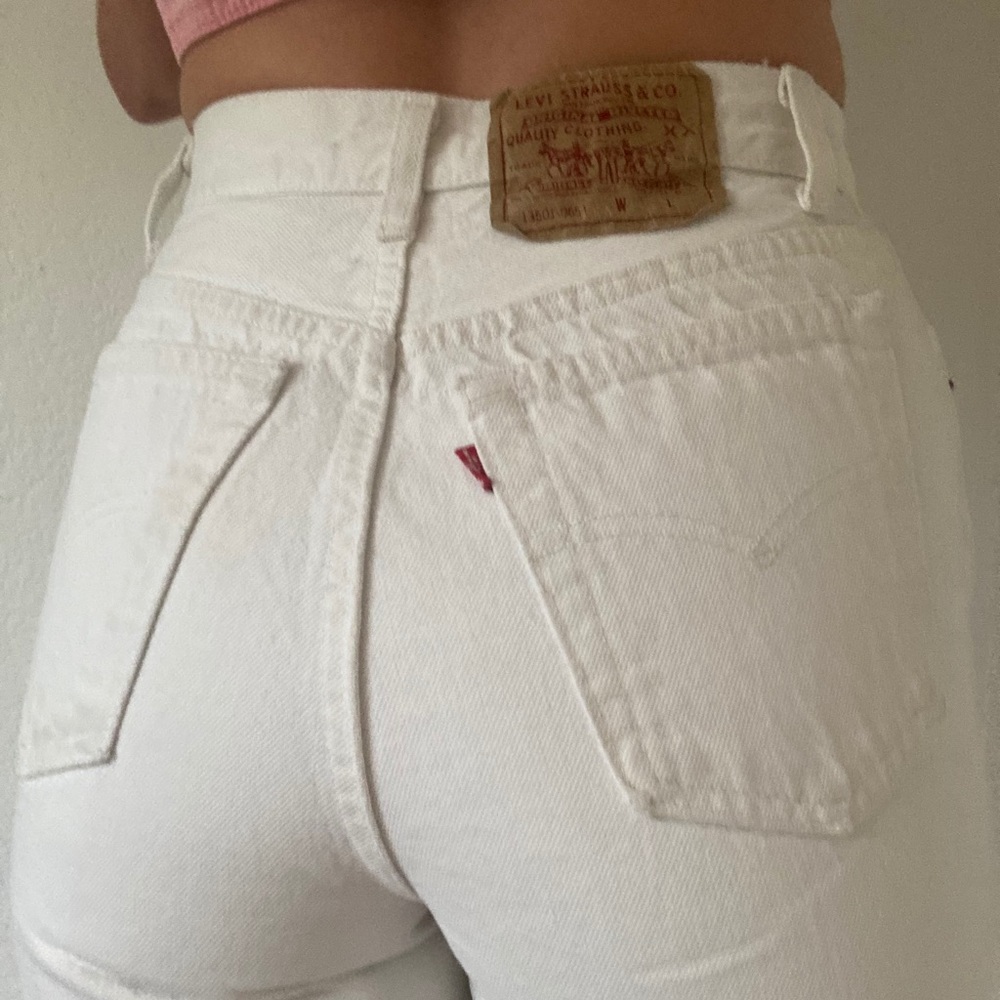 Vintage 544 Straight Slim Leg Levis White.